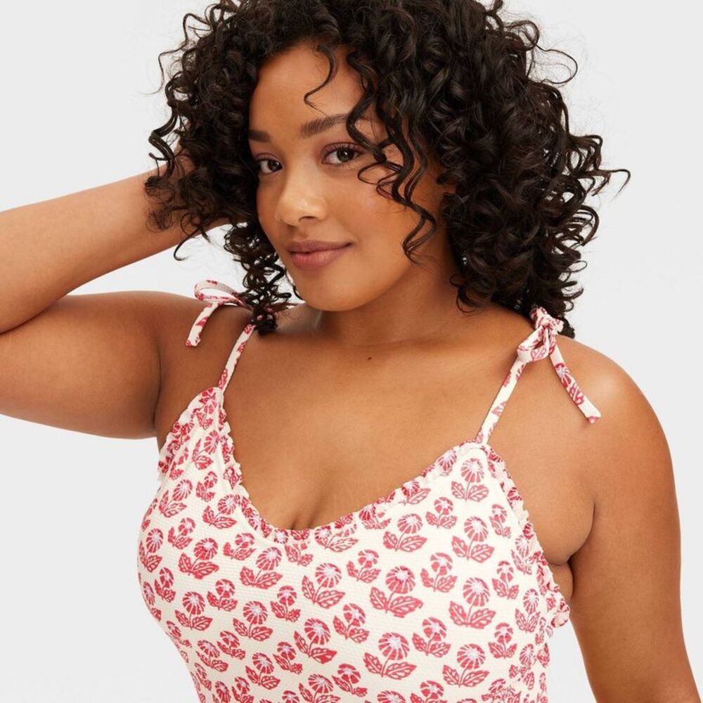 Roller Rabbit - Women's Floral Tie-Shoulder One Piece Swimsuit Red Red - Picture 3 of 4